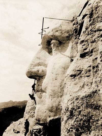 La construction du mémorial national du mont Rushmore, détail de George Washington, 1928 - Unbekannt Unbekannt